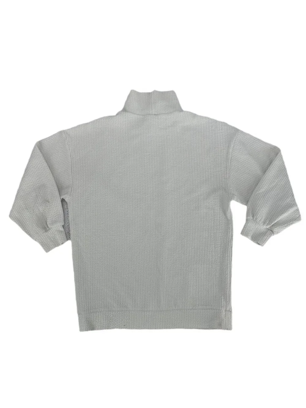 New Balance Pullover Unisex Medium Off White Waffle Knit Funnel Neck Sweatshirt